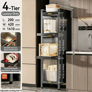 Metal <strong>Tall</strong> Living Room Storage Rack 5-layers Slim Pull-Out Metal Freestanding Unit Cabinet <strong>Narrow</strong> Spaces Multi-Tier <strong>Drawers</strong> - Product Image 5
