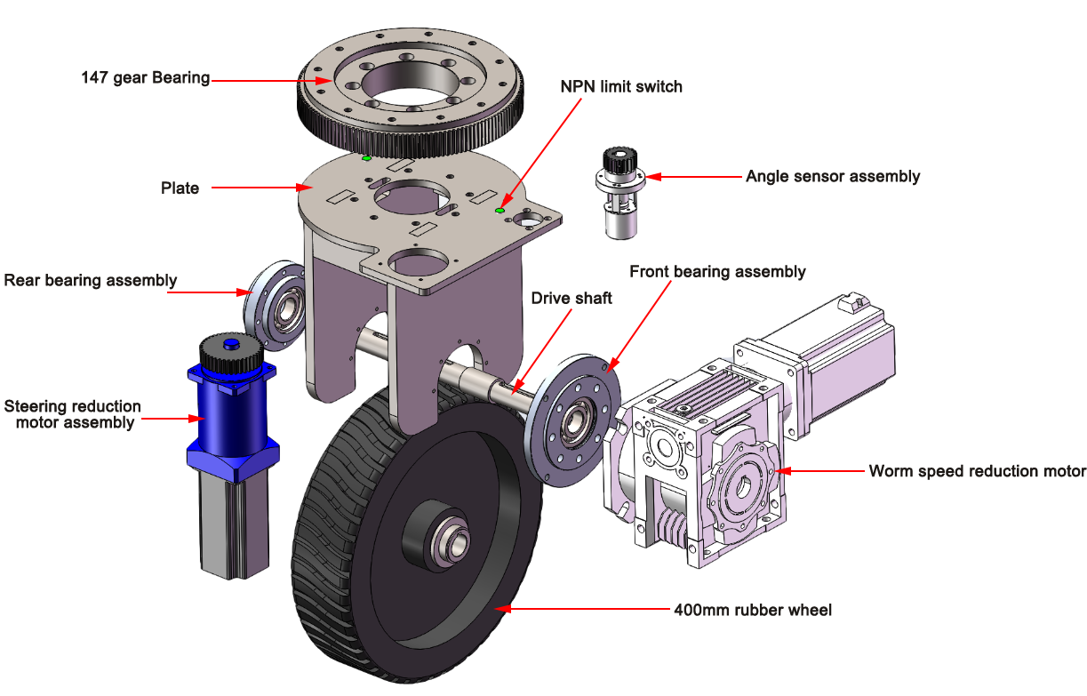ZL-490 Agv Heavy Load Wheel Traction Motor rubber drive wheel Ets Accelerate Carrying 2T