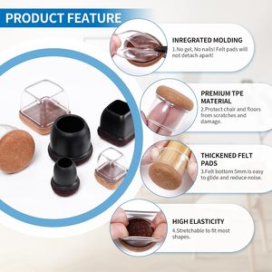 Vente en gros de housses de protection antidérapantes en silicone pour pieds de chaise, protège-sol, housses de pieds de chaise ovales - Product Image 2