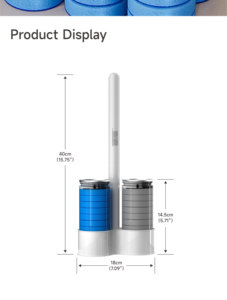 Brosse de toilette jetable Realida, brosse de nettoyage manuelle avec manche en plastique, lot de 14 recharges, brosse et gobelet pour toilettes - Product Image 6