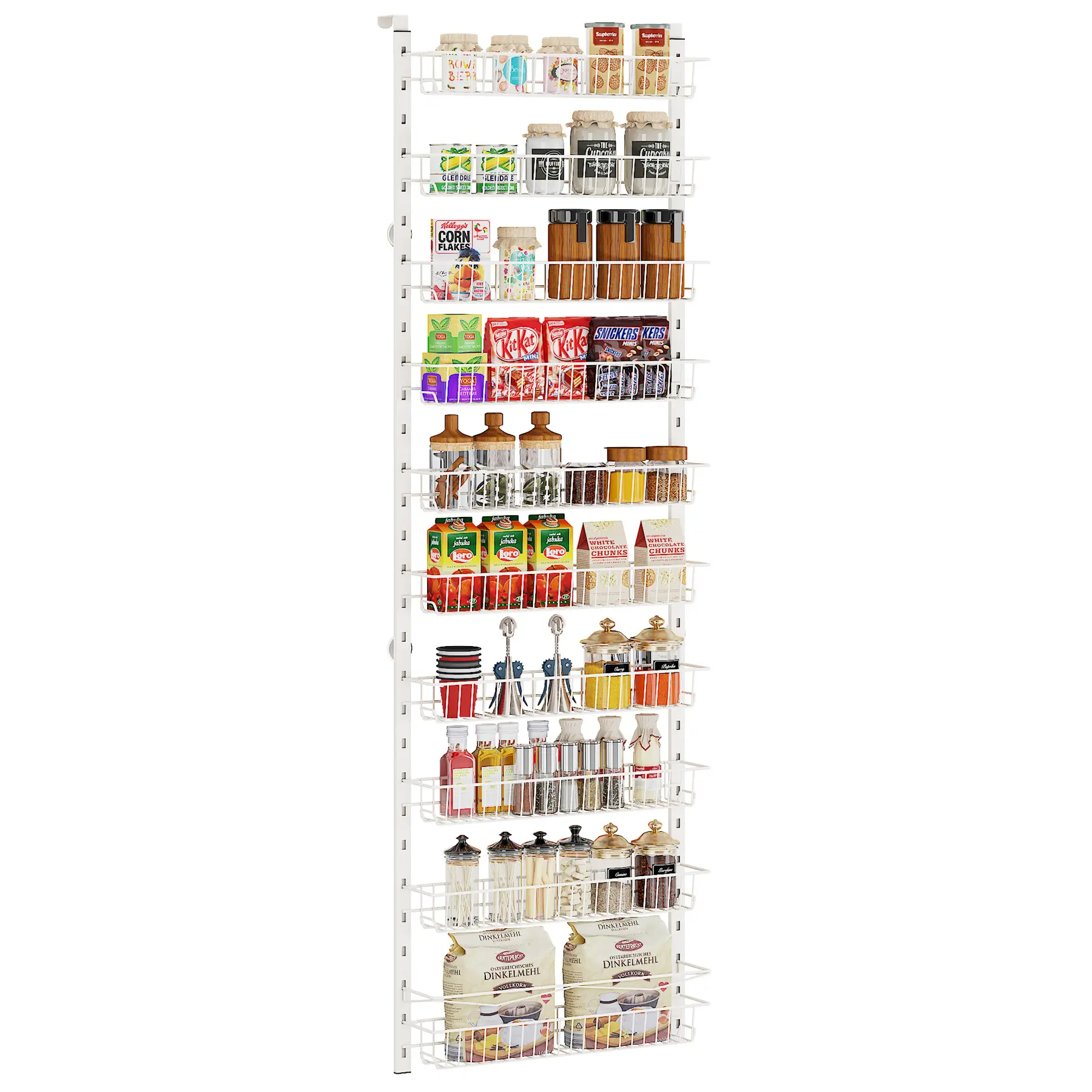Tribesigns 10 Tier Over the Door Pantry Organizer with Adjustable Height Baskets and Detachable Frames Spice Rack for Kitchen