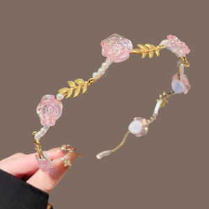 महिलाओं के लिए सुरुचिपूर्ण विंटेज मेटल गुलाब टियारा हेयर कलर का हेयर बैंड, महिलाओं के लिए मोती बाल सामान उपहार - Product Image 6