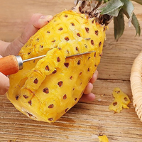 Nouvel ensemble d'outils durables pour éplucher les ananas, couteau à fruits en acier inoxydable, éplucheur de canne à sucre, nettoyeur de pousses de pommes de terre avec manche en bois
