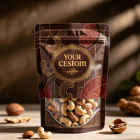 Op maat gemaakte logo bedrukte, hersluitbare flexo-geprinte plastic staande zakjes voor gedroogd fruit & snacks, geschikt voor cashewnoten verpakkingen