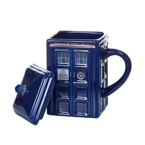 Mug à café en céramique de 500 ml, boîte de police Tardis de Doctor Who, avec couvercle, pour thé, lait, mugs créatifs, cadeaux de Noël pour enfants - Product Image 2