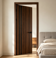 Porte intérieure en MDF mélaminé avec grain de bois de noyer, design minimaliste pour chambre à coucher, salon, villa, salle de bain - Garantie 5 ans