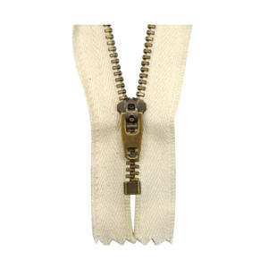 Ventas al por mayor 3 # Zip Jeans <span class=keywords><strong>Siper</strong></span> Metal Cremallera Cinta de algodón 4,5 YG Slider Jacket Zip H Shape Bottom Stop Cremallera de latón antiguo - Product Image 1