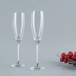 Set Seruling Sampanye Kristal, Kacamata Sampanye Kristal Bebas Timbal Elegan, Gelas Anggur Berkilau