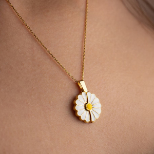 Collar personalizado con mensaje secreto de margaritas delicadas para mujer, colgante hecho con iniciales grabadas, regalo de cumpleaños para mamá <span class=keywords><strong>y</strong></span> maestra - Product Image 3