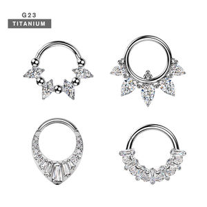Lotus Pendientes de Aro Finos de Titanio ASTM F136 con Cristal Pulido de Alta Calidad en Forma de Lágrima para Nariz, Joyería Corporal para Piercing de Alto Brillo - Product Image 1