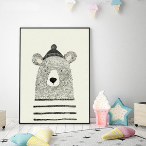 Cartoon Fox Bear Canvas Poster Print Nordic minimalista Baby Kids Room Art Decor - Product Image 5