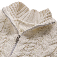 Pull en maille personnalisé pour femme, mélange de laine, col roulé, demi-zip, motif torsadé, style décontracté preppy, haute qualité, couleur unie, automne