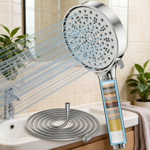 Pommeau de douche filtrant l'eau dure HONGDEC, 6 modes de jet, haute pression, pour éliminer le chlore résiduel - Product Image 1