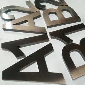 Letras de Metal personalizadas para el hogar, señal de dirección con números de latón, de acero inoxidable, para negocios, 3D