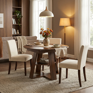 Extendable Round Wooden Dining <b>Table</b> for 4-8 Modern Hotel Dining Room Furniture with Removable Leaves Eco-Friendly & Durable - Product Image 3