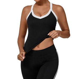 Camiseta Deportiva de Yoga y Fitness para <span class=keywords><strong>Mujer</strong></span>, Ajustada, de Secado Rápido, con Cuello Redondo y Bloques de Color Personalizados, que Estiliza la Espalda - Product Image 5