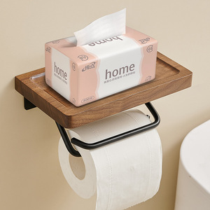 Walnut accessible luxury toilet <b>roll</b> holder bathroom hanging <b>roll</b> paper towel holder punch-free toilet tissue box holder - Product Image 1