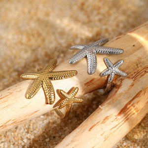 Bijoux de <span class=keywords><strong>pied</strong></span> d'été très vendus, imperméables, plaqués <span class=keywords><strong>or</strong></span> 18 carats, en acier inoxydable, anneaux de <span class=keywords><strong>pied</strong></span> ajustables à double étoile de mer pour femmes - Product Image 4