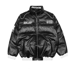 Veste en cuir personnalisée pelucheuse Veste de moto et <span class=keywords><strong>motard</strong></span> de haute qualité Design rétro brodé Sense Racing Veste en cuir Logo OEM - Product Image 1