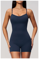 Combinaison de yoga une pièce pour femme, dos croisé, bretelles spaghetti, short, unitard, justaucorps de sport, tenue de sport