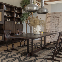 Table à manger rectangulaire artisanale en bois massif de style rustique avec pieds croisés, mobilier de luxe pour la maison, assemblé