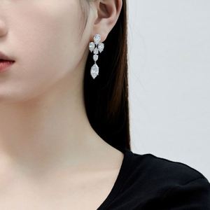 Dylam Luxurious Design 925 Sterling Silver Non Tarnish Rhodium Plated Women <b>Fine</b> Jewelry Dangle 5A Zirconia <b>Stud</b> <b>Earrings</b> - Product Image 3