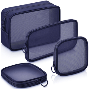 Neceser de malla impermeable con cremallera, organizador de maquillaje, bolsa de almacenamiento de cosméticos de viaje, Kit de lavado portátil con asa para mujeres y hombres - Product Image 6