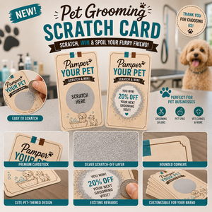 Tarjeta Rasca y Gana de Alta Calidad para el Marketing de Peluquería Canina, Tarjeta de Recompensa Personalizada para Servicios de Mascotas para Tiendas - Product Image 2