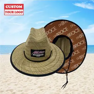 Wholesale Playa Sombrero De Paja Para Hombre Verano Mexican Flag Lifeguard Seaside Sunscreen Foldable Beach Straw Hat For Kids