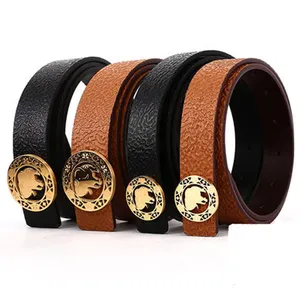 3.0cm 3.8cm width high quality stainless steel beaded western name plate buckle hot stamp top strong belt leather for men