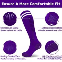 Chaussettes de football personnalisées avec logo OEM, violettes, de qualité supérieure, pour jeunes, rembourrées, anti-ampoules, extensibles, pour le baseball, le softball, les sports d'équipe, le football