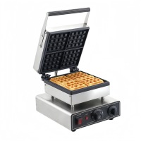 Gaufrier commercial électrique en acier inoxydable à 4 grilles avec fonction de minuterie et bande chauffante pour restaurants de crèmes glacées