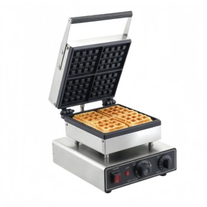 <span class=keywords><strong>Gaufrier</strong></span> commercial électrique en acier inoxydable à 4 grilles avec fonction de minuterie et bande chauffante pour restaurants de crèmes glacées - Product Image 3