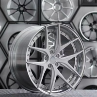 Jantes de luxe 2 pièces en alliage d'aluminium forgé, à déport profond, finition argent brossé, lèvre polie, personnalisables, 18-24 pouces