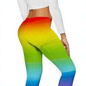 Leggings de compression pour homme, longueur intégrale, motif arc-en-ciel, taille élastique, en Spandex et Polyester, coupe ajustée - Product Image 2