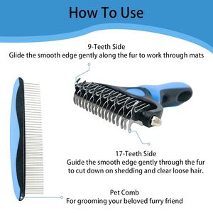 Elecpet Pet Grooming <b>Brush</b> Comb 2in 1 Set Dual-Sided Professional Deshedding <b>Brush</b> for Removing Tangles and Knots for Cat Dog - Product Image 4