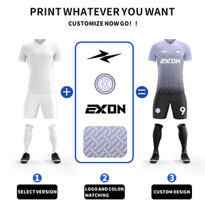 EXON Noord-Afrikaans Sterk Team Thuis Kleur Fan Editie Volledige Sublimatie Siliconen Logo of Borduurwerk Voetbal Teamkleding snel drogend - Product Image 3