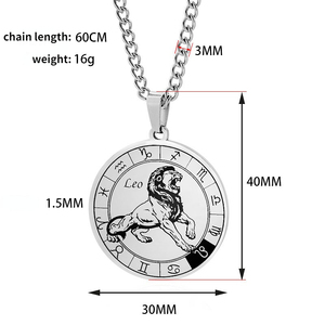 Ff2144 tử vi Chiêm Tinh Mặt dây chuyền may mắn đồ trang sức Scorpio dấu hiệu hoàng đạo Vòng cổ thép không gỉ 12 Chòm Sao Vòng cổ - Product Image 2
