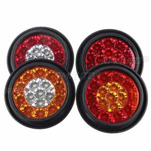 2 ou 4 pièces, feux arrière ronds 12V 16 LED ambre/rouges pour voiture, feux de brouillard arrière, feux stop, feux de recul pour camion, remorque, poids lourd - Product Image 2