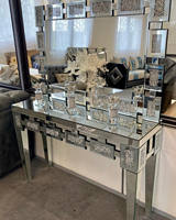 Console de salon moderne OME avec miroir, en forme de cœur, ornée de cristaux Diamante