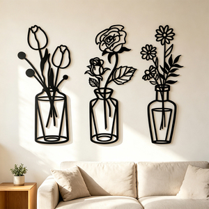 <span class=keywords><strong>Décoration</strong></span> murale en métal noir de luxe créative, vase en métal, artisanat métallique personnalisé, <span class=keywords><strong>décoration</strong></span> murale pour la <span class=keywords><strong>maison</strong></span>, <span class=keywords><strong>décoration</strong></span> intérieure, vente en gros d'usine - Product Image 2