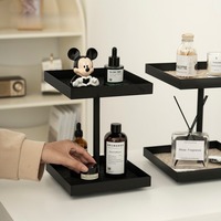 Rangement à domicile, bureau, acier inoxydable, rotatif, multifonctionnel, double couche, étagère de rangement pour cosmétiques, bijoux, parfum, rouge à lèvres