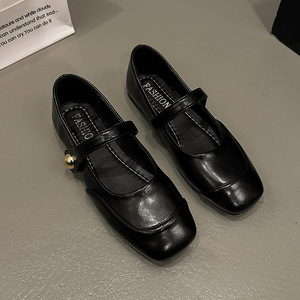 Nouvelles Ballerines 2026 Style Mary Jane Rétro à Bout Ouvert Noir Métallisé – Chaussures Féeriques Élégantes et Confortables pour Femmes - Product Image 3