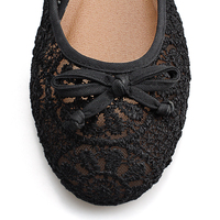 Chaussures décontractées pour femmes, chaussures noires en dentelle, semelle intérieure en PU, bout rond, ballerines souples