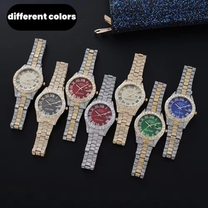 Reloj de Cuarzo con Esfera de Diamantes de Imitación Plateada y Roja, Estilo Hip Hop, para Hombre y Mujer - Product Image 1