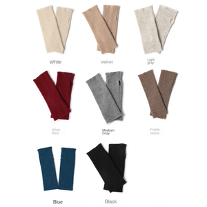 Gants sans doigts de luxe pour le cyclisme d'hiver, en cachemire thermique éco-responsable, à écran tactile, jacquard, design personnalisé pour femmes - Product Image 4