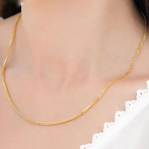 Collar trenzado de cadena de trigo de oro amarillo macizo de 18 quilates de 1.1mm, 2.1mm, 2.5mm, 3mm, que no se desvanece, de estilo occidental, de moda para mujer - Product Image 2