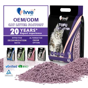 High quality lavender flavor cat litter tofu flushable line for cats higher water absorption ability