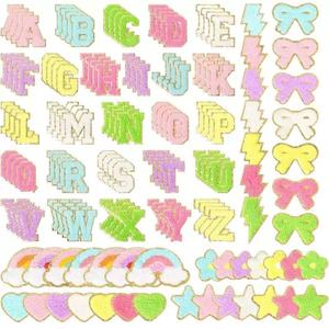 Patchs <span class=keywords><strong>Alphabet</strong></span> 5,5 cm, Patchs Lettres en Chenille, Patchs Brodés Nœud Éclair en Gros pour Vêtements DIY - Product Image 1