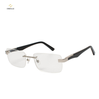 Lunettes de vue sans monture en métal, branches ultra légères en acier inoxydable, plaquettes de nez confortables, design minimaliste, usage quotidien
